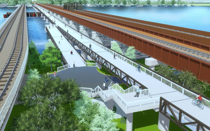Renderings of the planned $2.3 billion Long Bridge from the Virginia Passenger Rail Authority